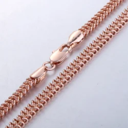 6mm Womens Ladies Chain Braided Bismark Link Rose Gold Color Necklace Fashion Female Jewelry DGN278