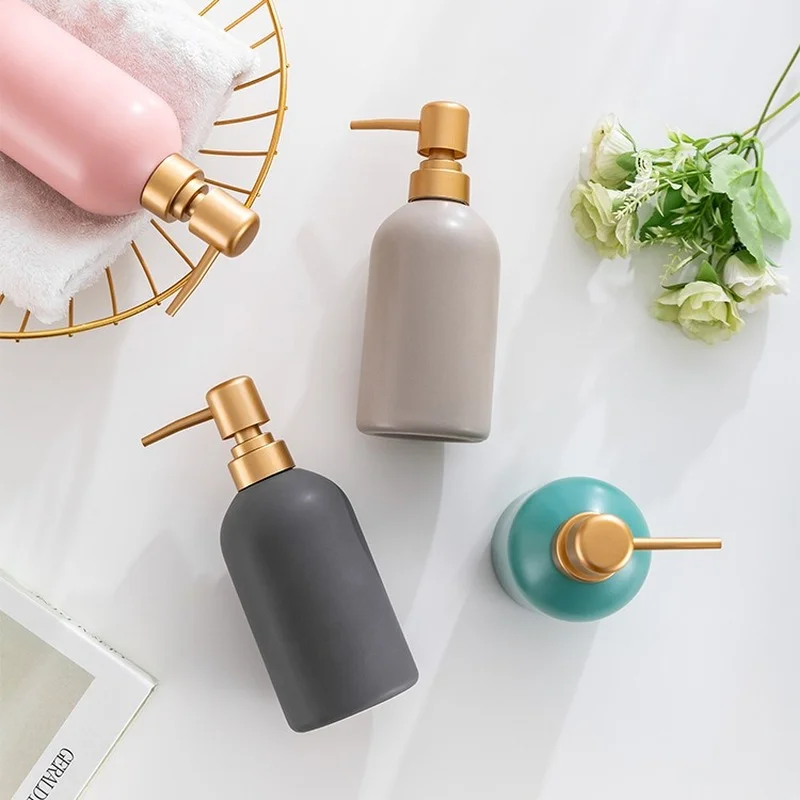 Nordic Creative Color Glaze Bathroom Kitchen Hotel Ceramic Hand Sanitizer Bottle Lotion Press Bottle Shampoo Bottle Sub-bottle