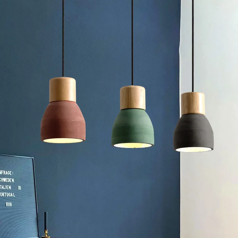 

Personality Cement Pendant light Wood Suspension Lamp Nordic LED E27 Indoor Decoration Lighting Bar Cafe Aisle 5W AC110V/220V