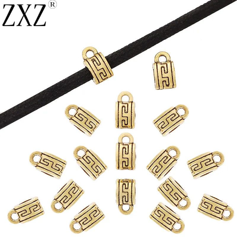 ZXZ 100pcs Antique Gold Pendant Hanger Bails Connector Beads for Necklace Bracelet Jewelry Making 4mm Hole