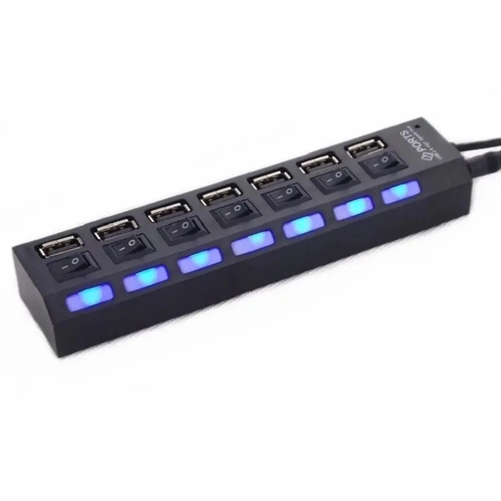 4/7 porte USB HUB 2.0 espansore Splitter USB ad alta velocità Switch indipendente multiporta per PC Laptop Mac Windows