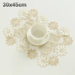 Simple Fashionable Rectangular Lace Border Modern Restaurant Kitchen Cloth Placemat Coaster Western Table Mat Decoration Doilies
