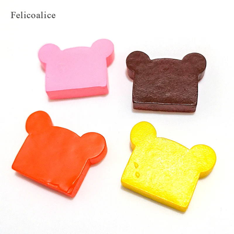 8pcs Bread Bear Cookies Ornament Miniature Dollhouse Kitchen Toys Fake Food Craft DIY Hair Accessories Phone Case Decor