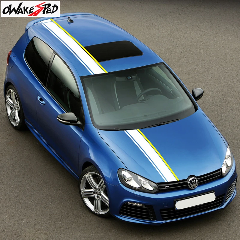 

1set Car Hood Roof Tail Sticker Auto Sport Stripes Whole Body Vinyl Decals For Volkswagen Golf 4 5 6 7 8 RLINE-GTIGTD