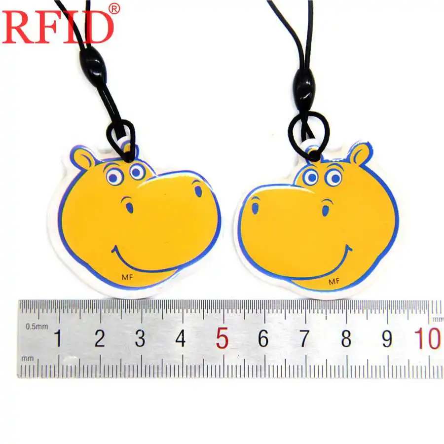 UID S50 1K RFID Tag Key fobs Changeable Mif 13.56MHz Rewritable Writable IC Card Cartoon Dropping Glue Keyfob Keychain 1pcs