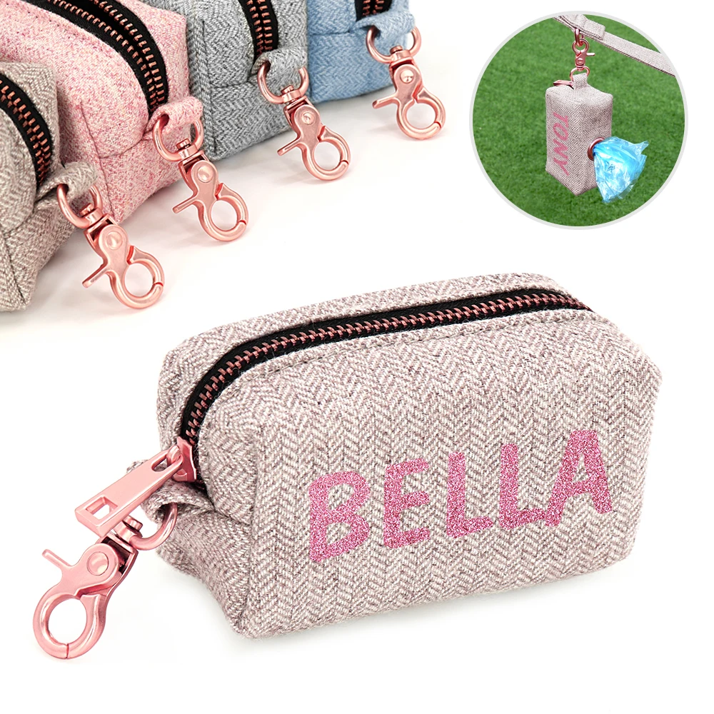 Personalized Dog Snack Bag Portable Dogs Travel Bags For Garbage Bag Snack Whistle Key Dogs Pet Accessories Free Print