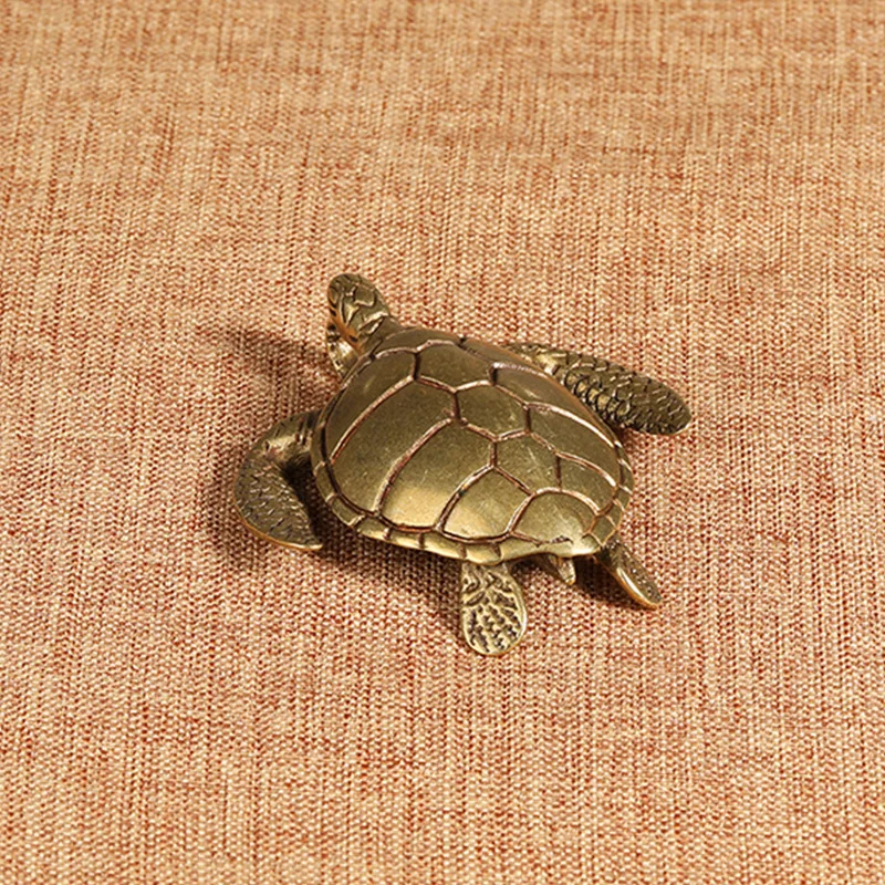 Vintage Copper Sea Turtle Pendant for Necklace Keychains Brass Lucky Longevity Animal Feng Shui Hangings Jewelry Home Ornaments