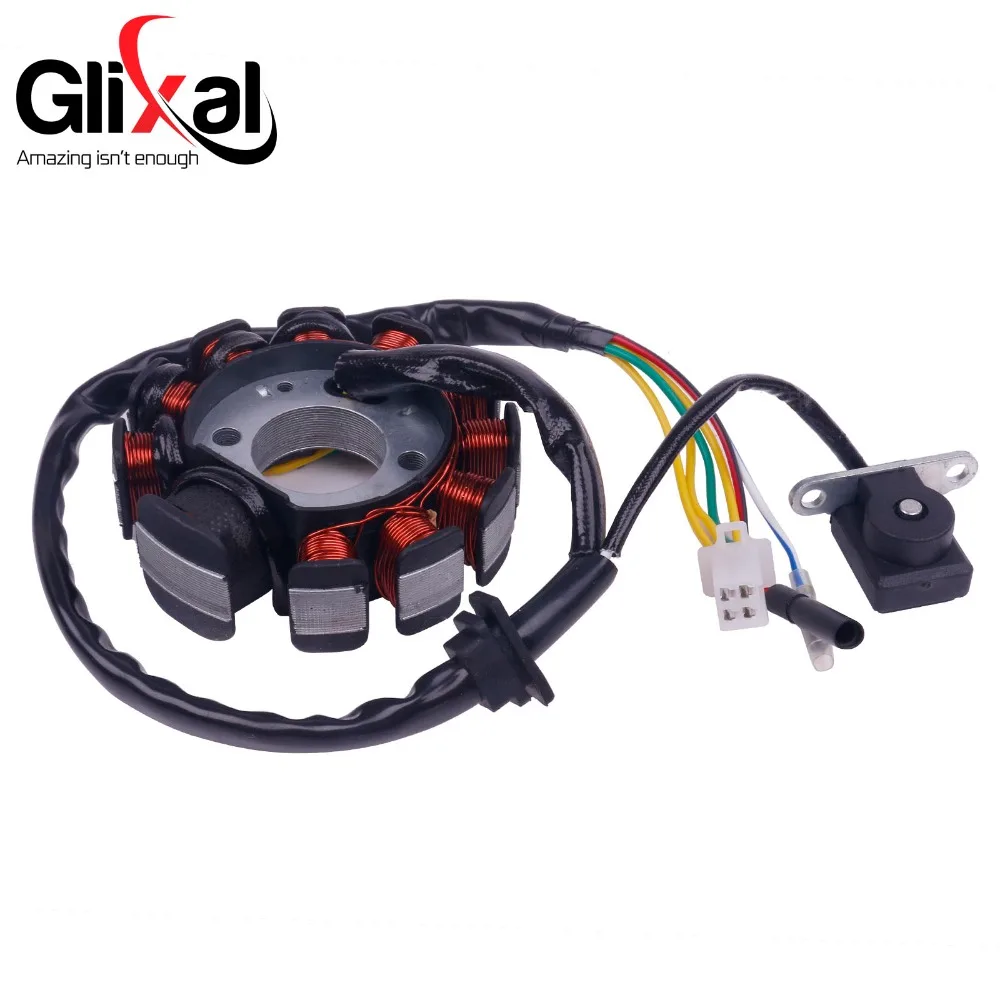 Glixal GY6 125cc 150cc 11 coil Magneto Alternator Stator for Chinese Scooter Moped ATV Go Kart Quads 152QMI 157QMJ Engine (4+2)