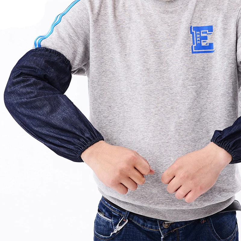 38*19cm Cotton Denim Oversleeves Labor Protection Sleeve Thin Summer Use Workers Men Women Gray Blue