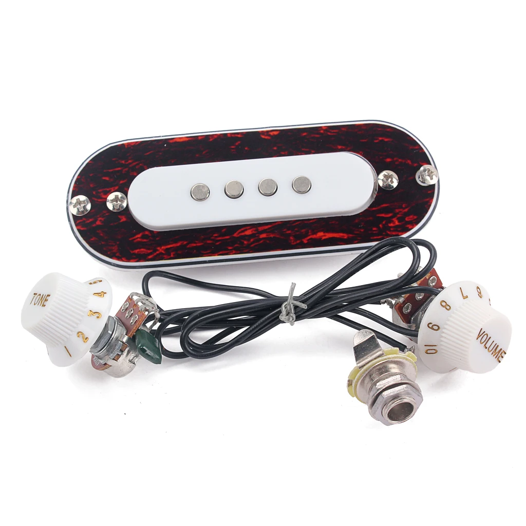 Tooyful 1 Set Prewired Guitar Sound Hole Pickup with Tone&Volume for 4 String Acoustic Cigar Box Guitar