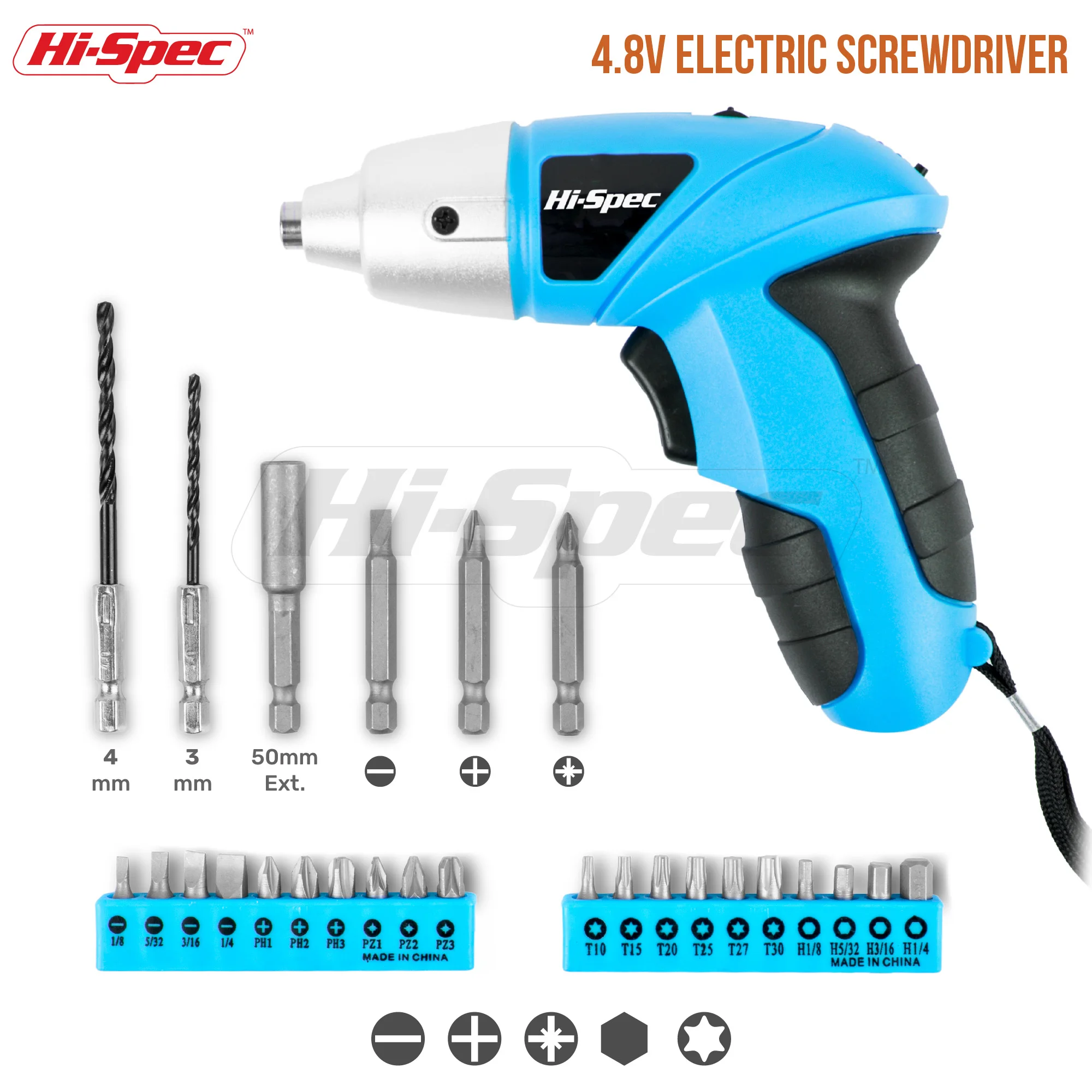 Hi-Spec 26pc Mini Electric Screwdriver Set 4.8V Rechargeable Cordless Screwdriver Tool Battery Power Drill Electric Screw Driver