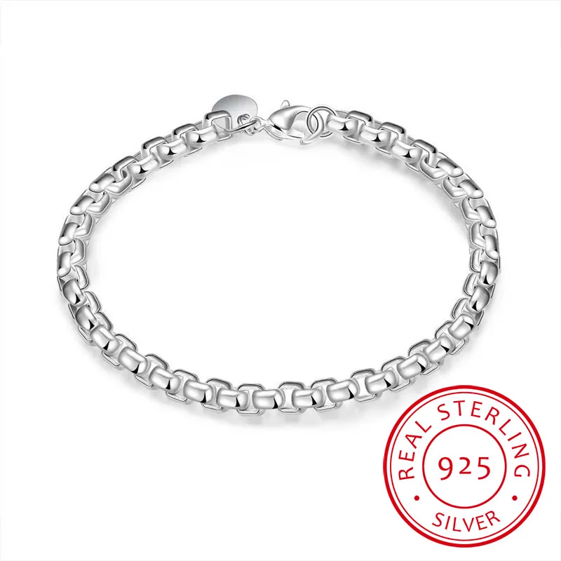 LEKANI Original 925 Silver Bracelets Simple Link Chain Bracelets Bangle For Men Women Jewelry Gift Good Quality