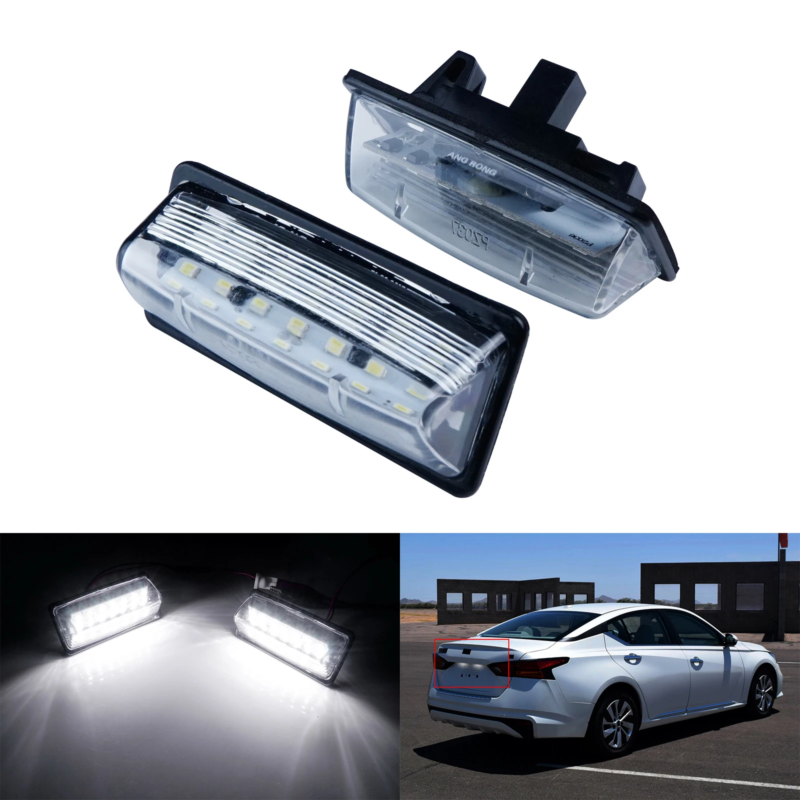 2x White LED License Number Plate Light Lamp For Nissan Altima Maxima Murano Pathfinder Rogue Quest Sentra Versa Note JX35 QX60