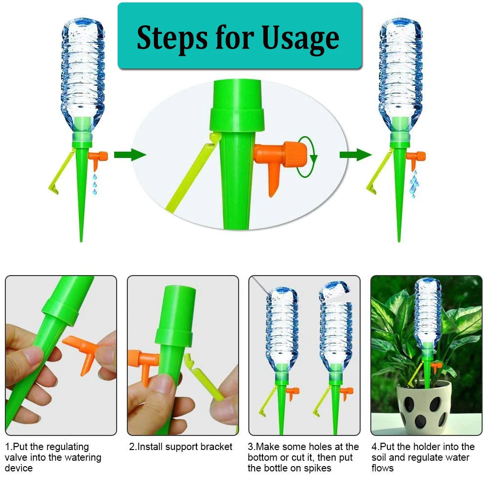 6/4/2pcs Auto Drip Irrigation System Ajustable Self-Contained Dripper Spike Kits Indoor Household Garden Flower Planting Tools