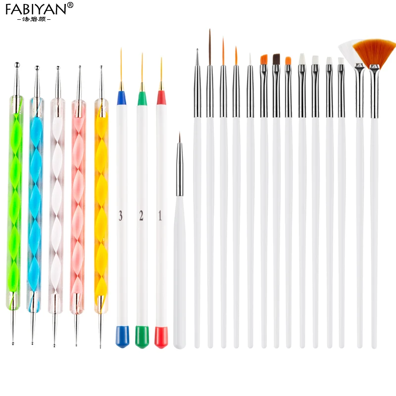 

3set 23pcs Marbleizing Dot Paint Brush Design Dotting Pen Drawing Liner Brushes Nail Art Manicure Salon Nail Tools Kit