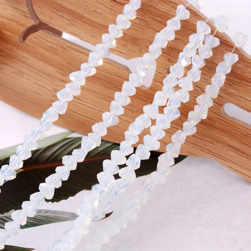 6x4mm Mini Clear White Transparent Crystal Beads 95pcs/lot Triangle Shape Glasses Beads for Handmade Jewelry Making Wholesale