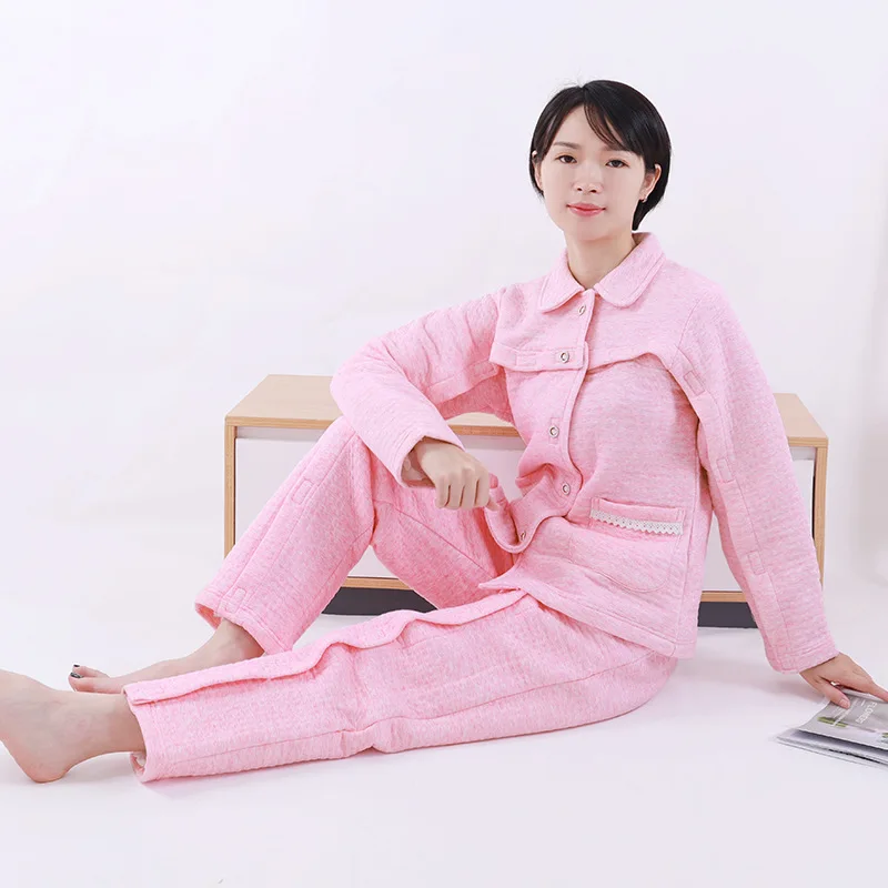 Warm Winter Patient Robe with Zipper Easy-On Design for Bedridden Fractures Post-Operative Hospital Use - Comfortable Long-Term