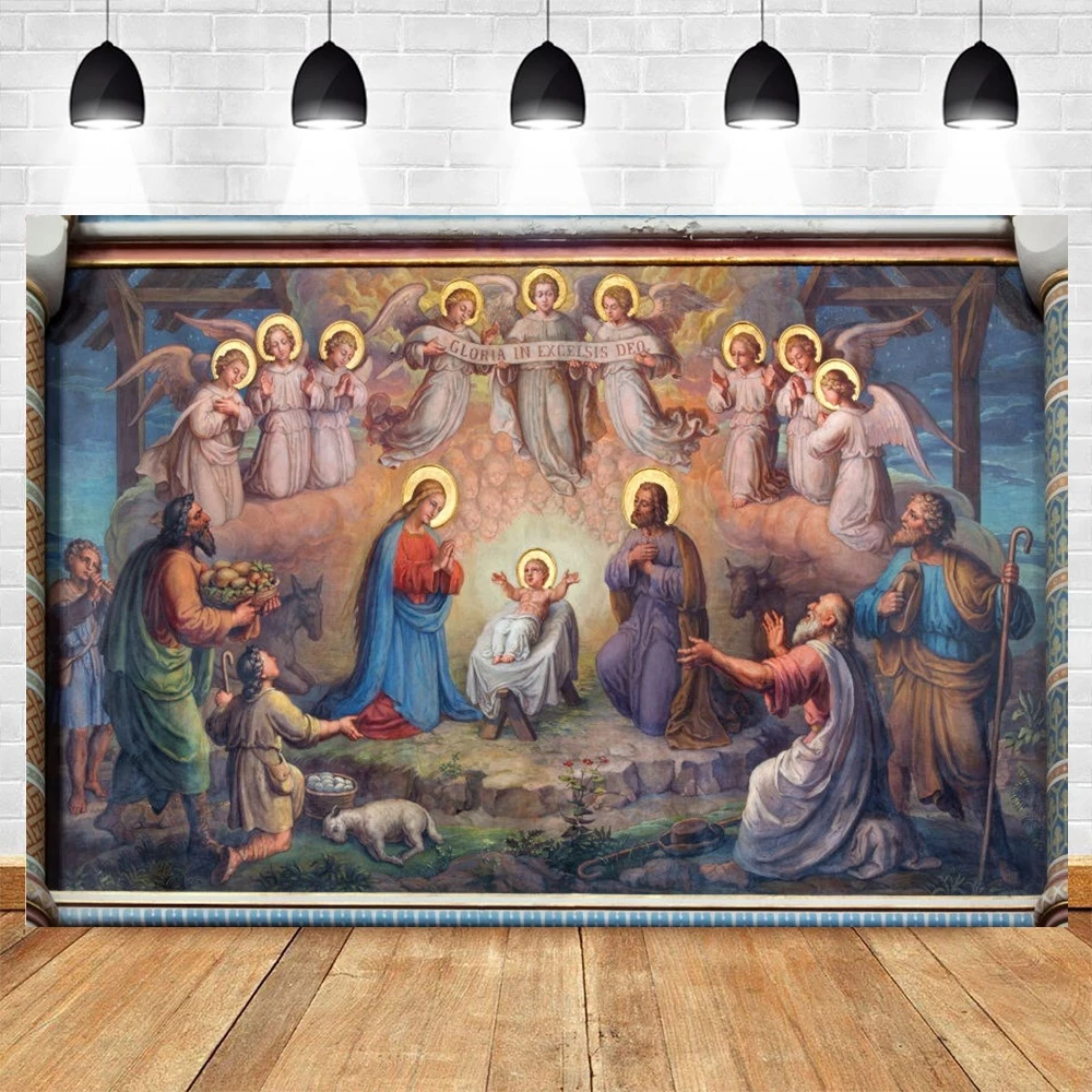 Nativity Scene Backdrop Christmas Photography Birth Of Jesus Christian Photo Background Photozone Photophone Shoot Booth Poster