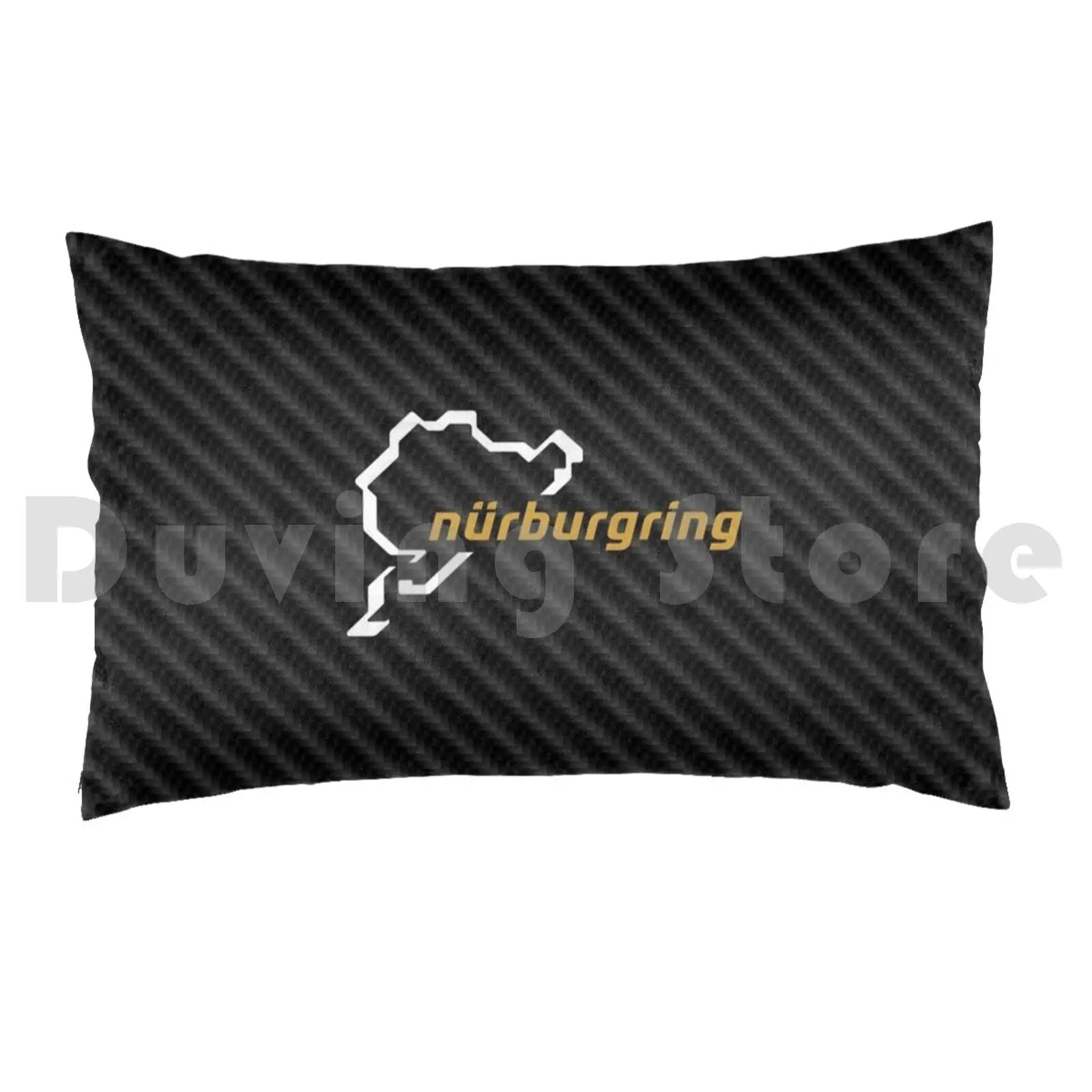 Nurburgring Gold On Diagonal Carbon Background Fan Art Logo Pillow Case Printed 50x75 Nurburgring Green White