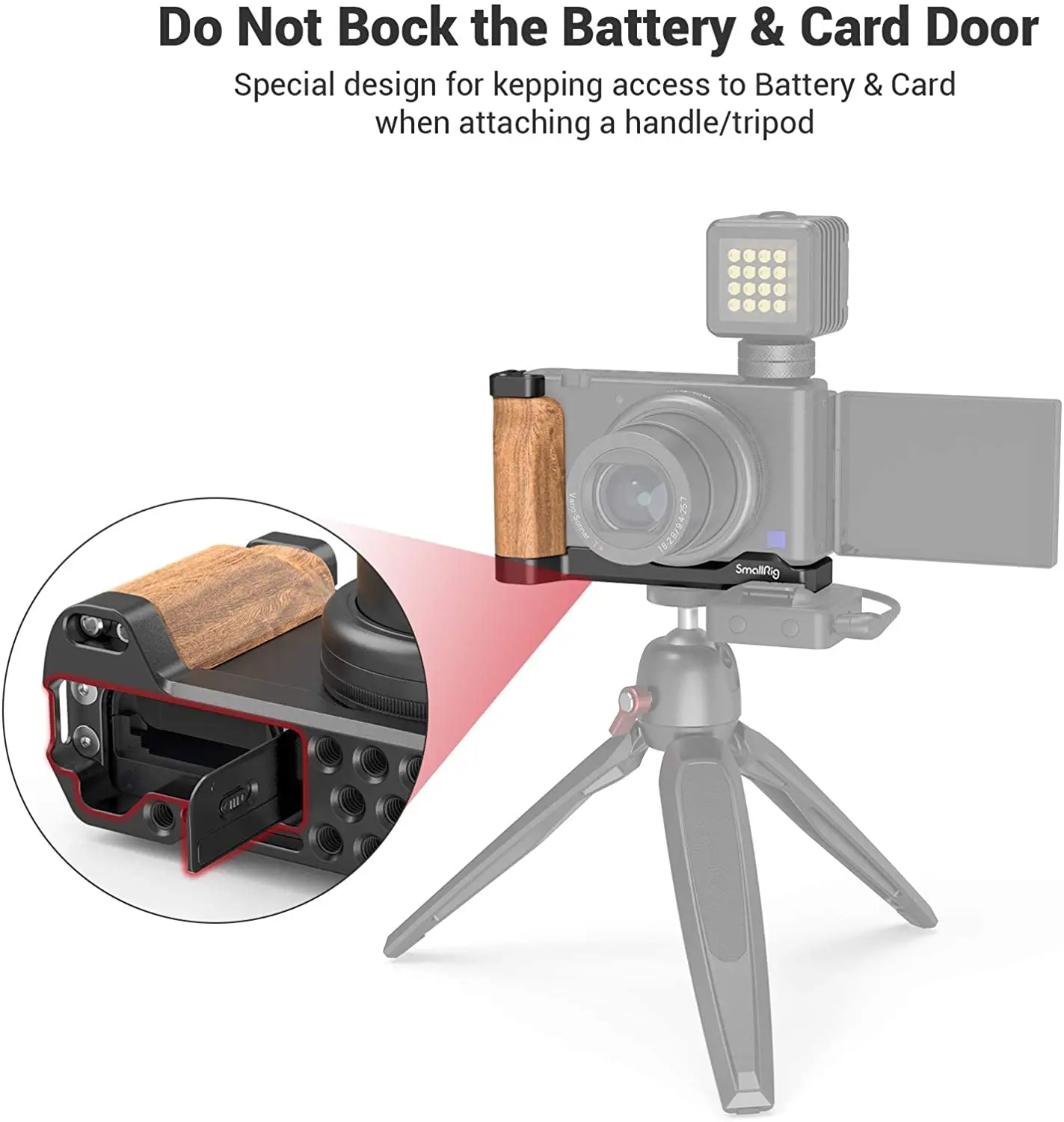 SmallRig for ZV1 Camera Vlog Rig L-Shape Wooden Grip with Cold Shoe for Sony ZV1 Camera Vlogging Accessories 2936