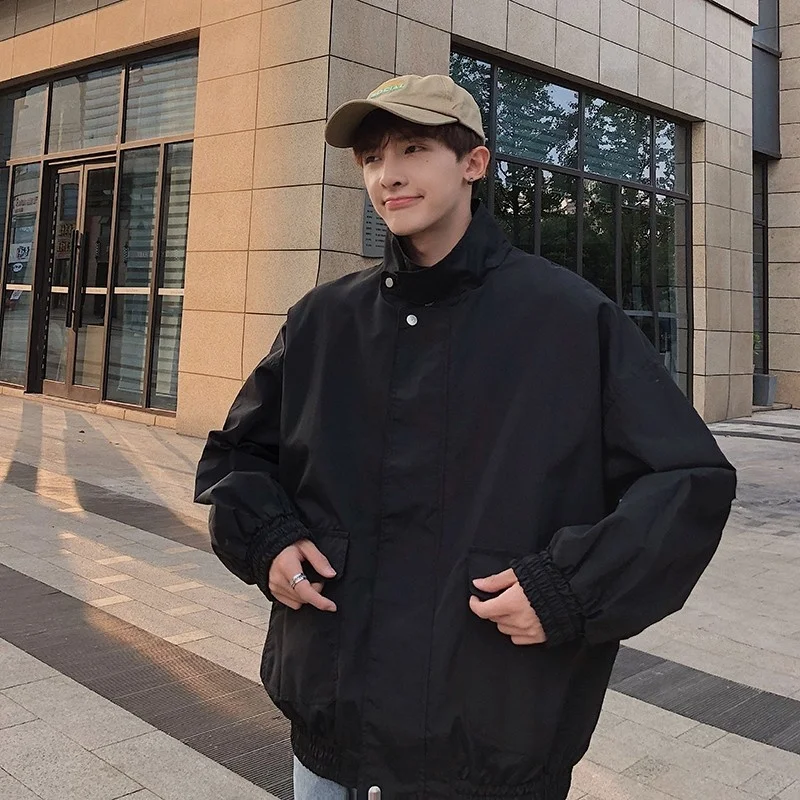 Style Boyfriend Mens Oversized Jacket Casual Streetwear Tops New Stand Collar Pockets Cargo Coat Harajuku Loose Fit Man Jackets