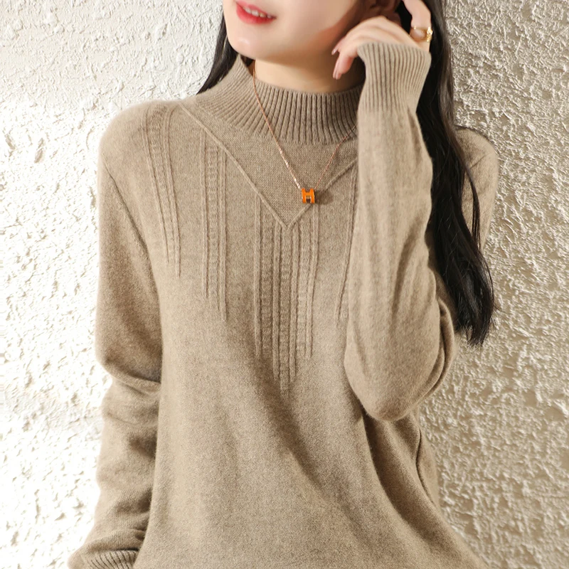 Women's 100% Pure Wool Knitted Pullovers, O-neck Knitwears, Long Sleeve, Soft and Warm Female Jumpers, New Arrival, 2021