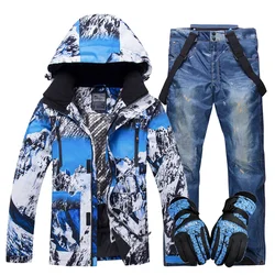 Winter Ski Suit Men Windproof Waterproof Warm Outdoor Hot Ski jacket + Pants Set Skiing Snowboarding Suits Set Male