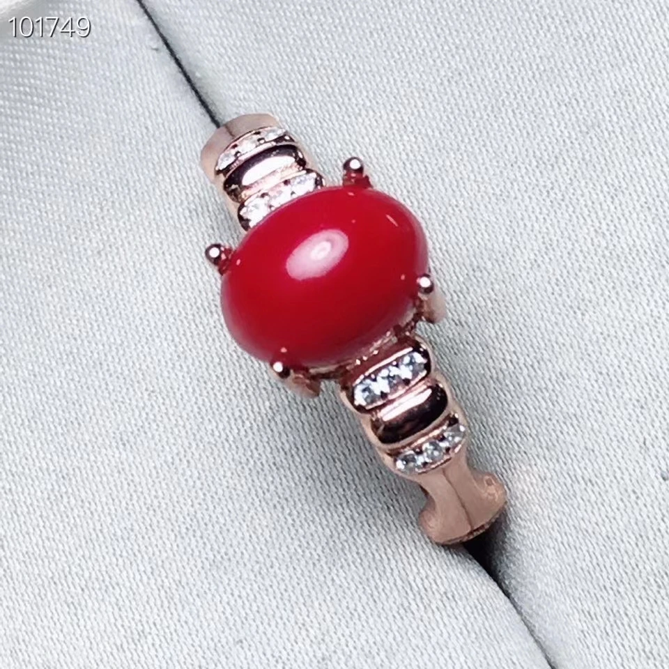 KJJEAXCMY fine jewelry 925 sterling silver inlaid natural red coral new ring popular girl's ring support test