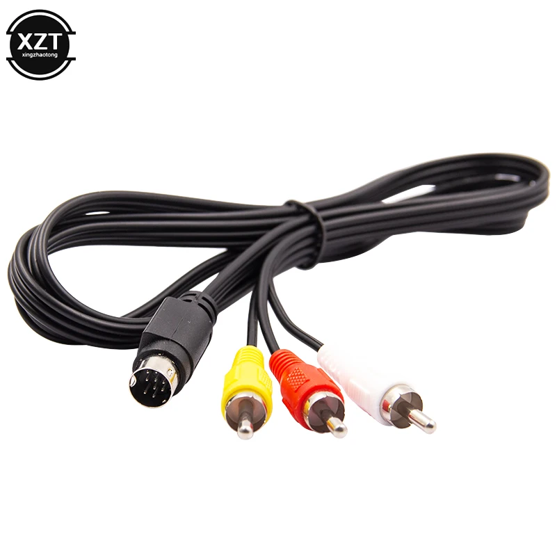 1.8M composite AV RCA audio and video cable for male to male plug to connect TV DVD cable 3RCA to 9-pin nickel-plated game cable