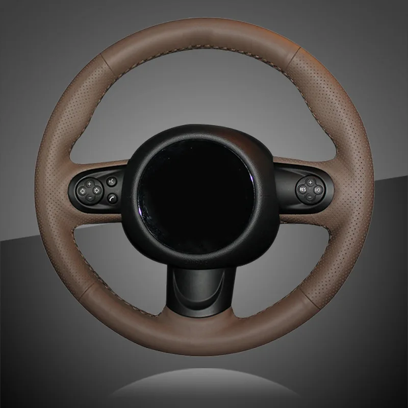 Custom Auto Braid On The Steering Wheel Cover for Mini Coupe Hand Stitching DIY Car Wheel Cover Car-styling Interior Accessories