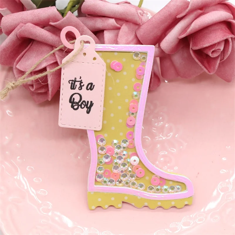 KSCRAFT Rain Boots Tags Metal Cutting Dies for DIY Scrapbooking/Card Making/Kids Fun Decoration Supplies