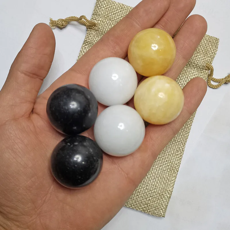 30MM Small Lady Healthy Hand Finger Exercise Health Massage Ball For Children\'s Rraining Jade Feeling Solid Natural Stone Child