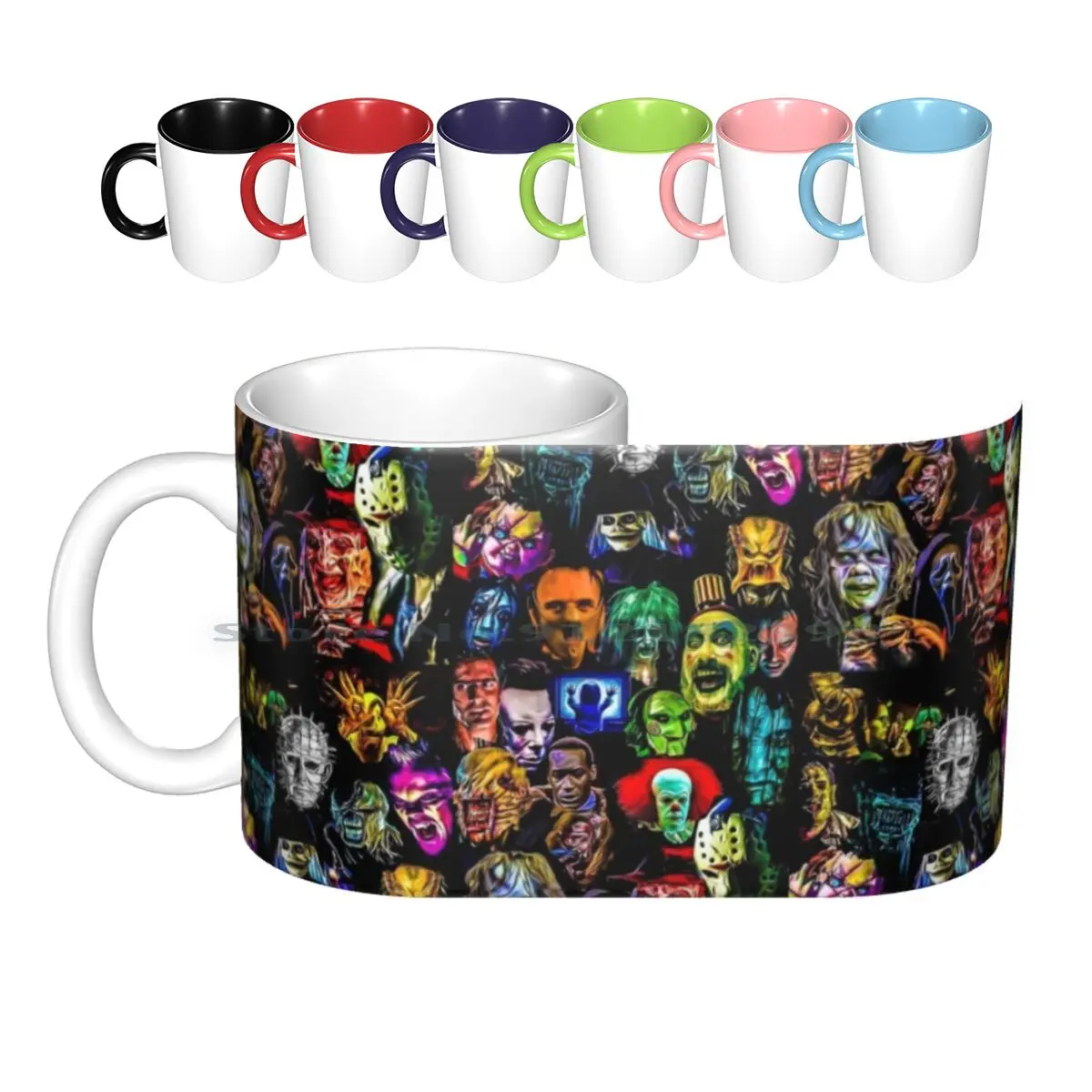 

Horror Collection Ceramic Mugs Coffee Cups Milk Tea Mug Horror Movie Collection Fans Murder Death Films Cult Movie Classics