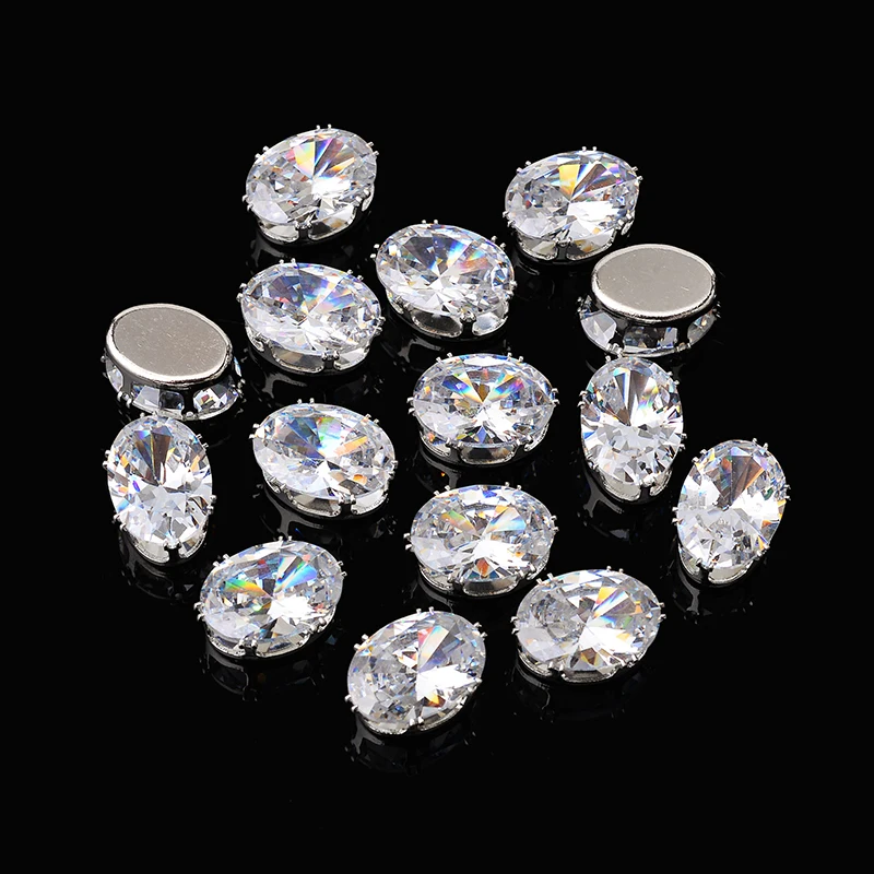 10p Multisize clear Natural Zircon artificial gemstone nicker setting sew on stones rhinestones DIY jewelry Crafts