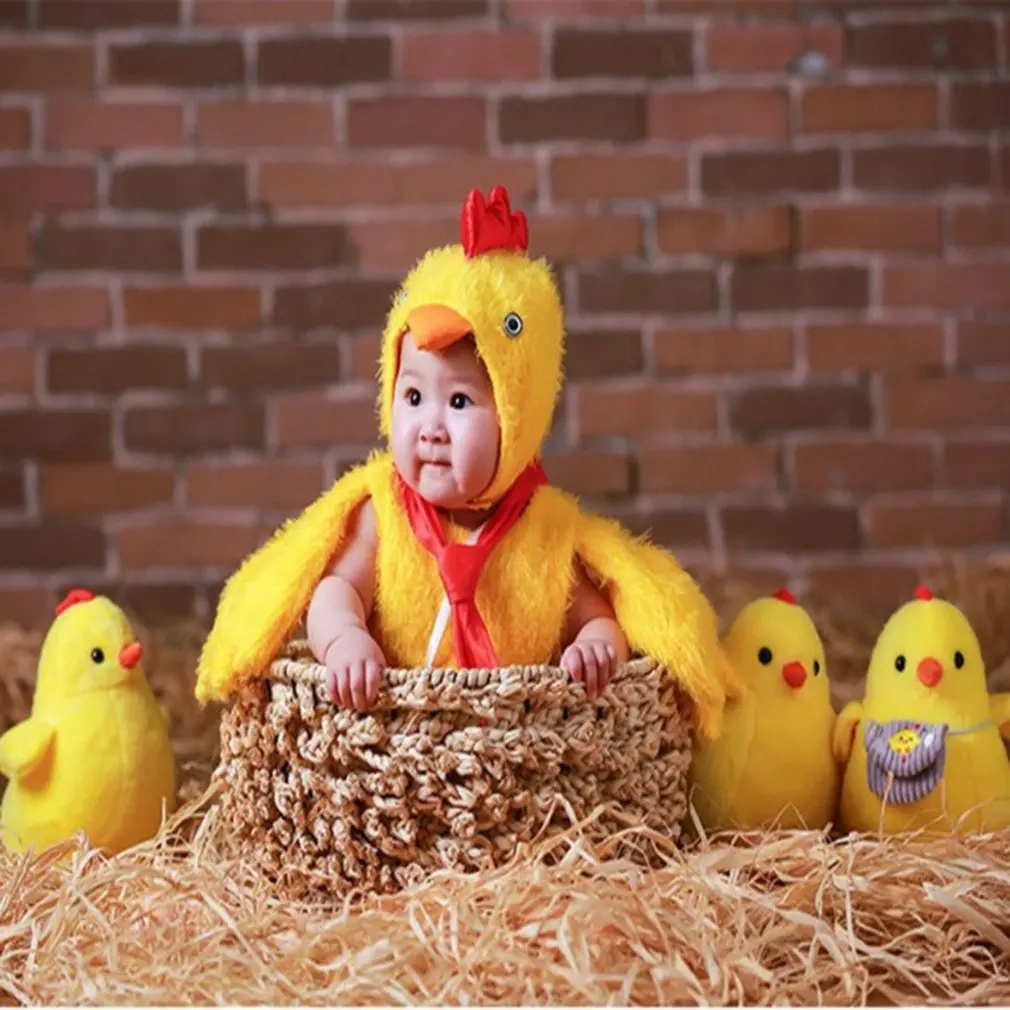 Fotografia puntelli animali pulcino Costume pollo abiti cappello e tuta Studio foto festa Costume fotografia Prop regalo