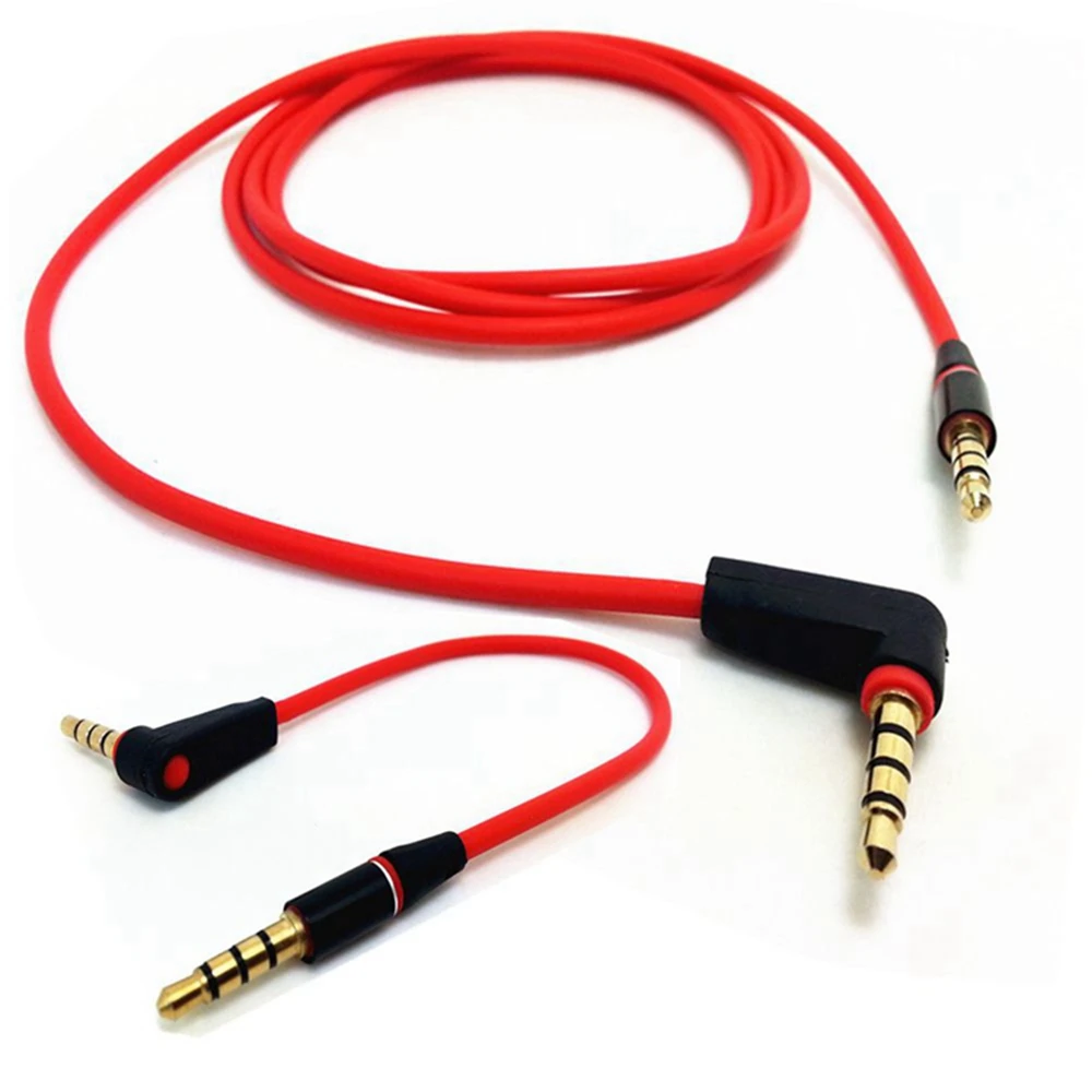 3.5mm 1/8“ Male to Male 4 Pole Car AUX Audio Cord Cable Record Headphone RED