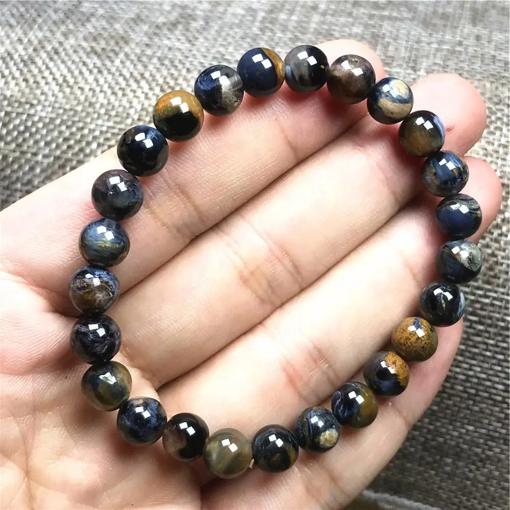 7mm Genuine Natural Blue Pietersite Bracelet Jewelry For Woman Lady Man Crystal Round Beads Reiki Namibia Energy Stone AAAAA