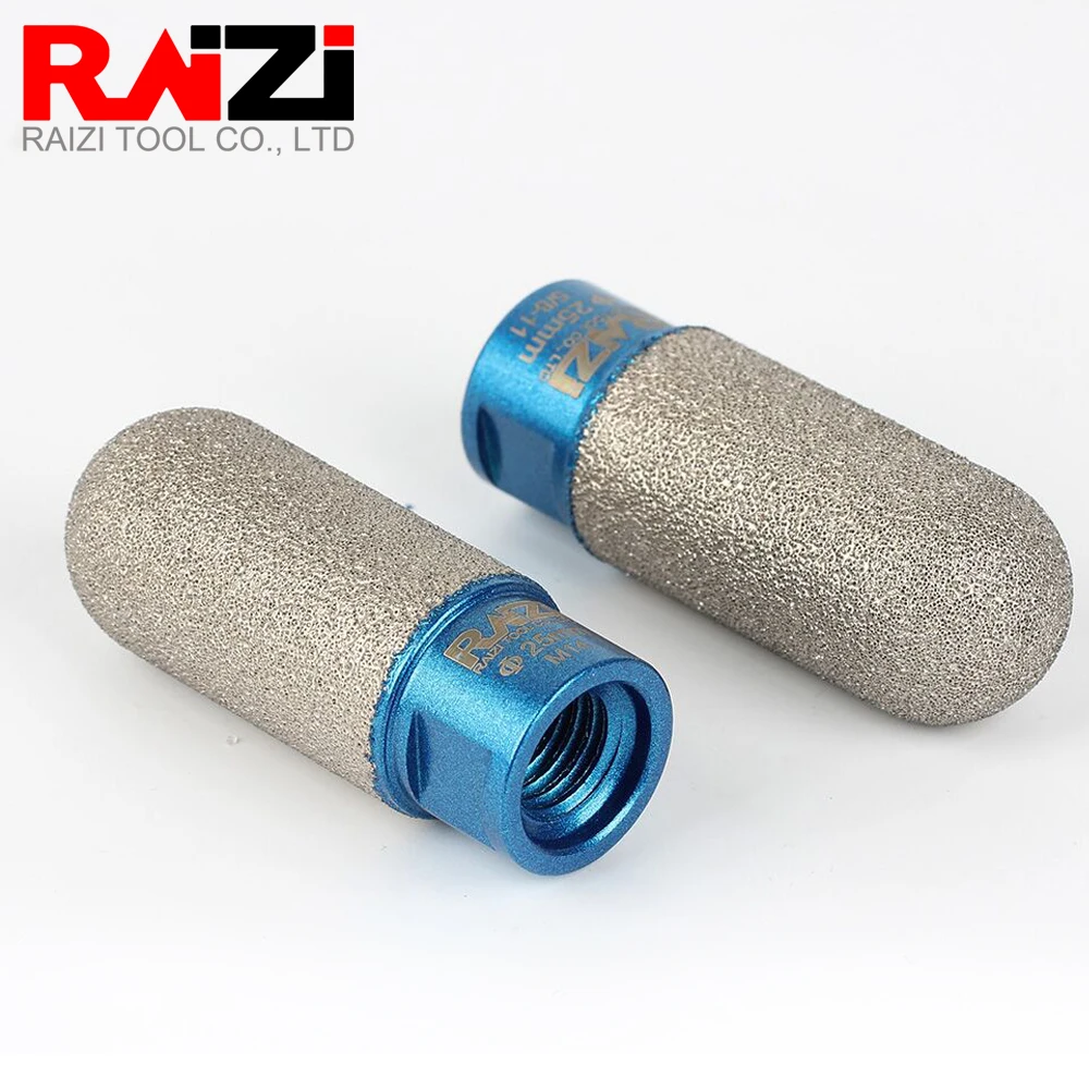 Raizi 1 pc vácuo soldadas diamante dedo bits para telha pedra bancada 20/25mm redonda-cabeça diamante fresagem bits