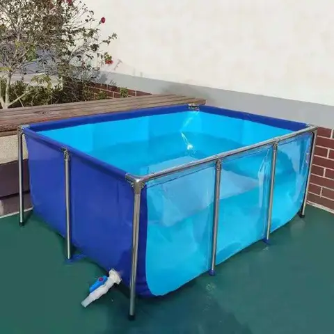 a set Tarpaulin Aquarium Fish Tank Children's Swimming Pool Water Pond+High Strength Stainless Steel Bracket Upgrade Type