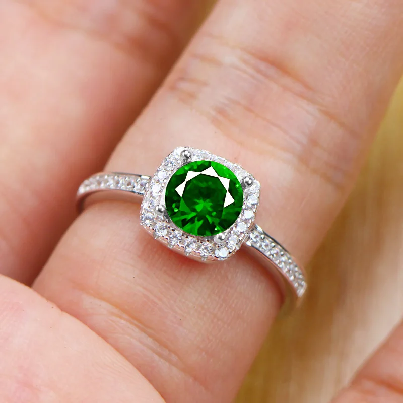 Bague ronde en argent sterling 925 pour femmes, pierres précieuses synthétiques, rubis, saphir, émeraude, aigue-marine, tourmaline, ajustable, M11