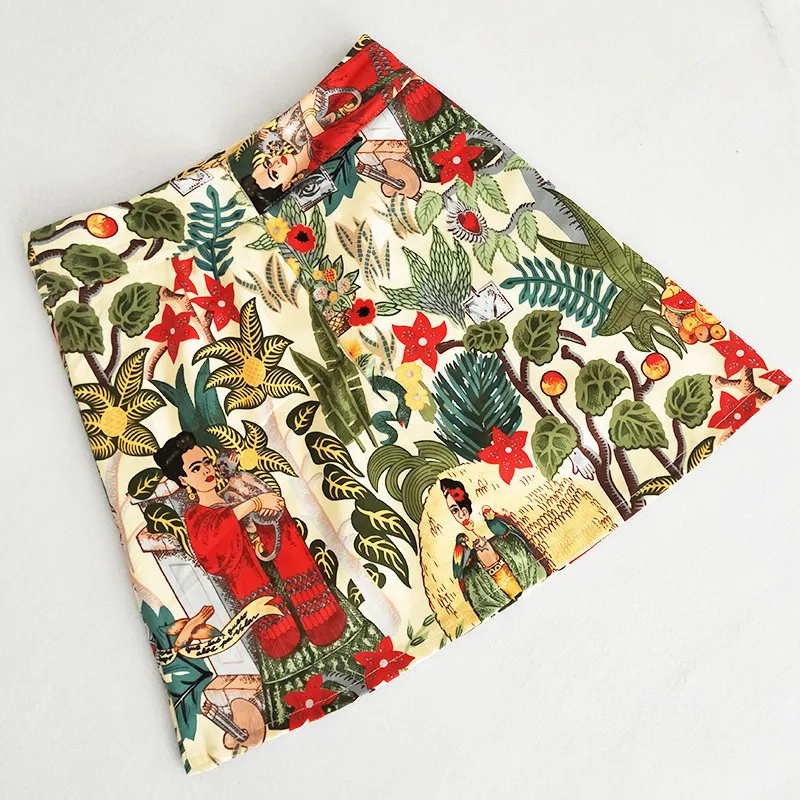SISHION Dropshipping Floral Toucan Print Mini Rock SS0008 Baumwolle Vintage Schlank Retro Sexy Röcke Frauen Damen Frauen Rock Y2K – Detail 19
