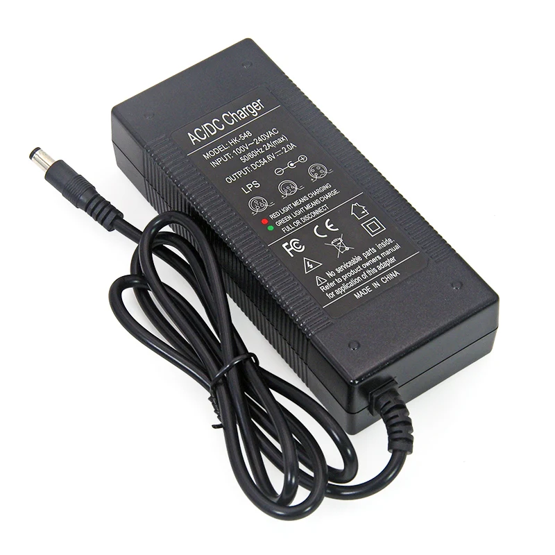 1-30PCS Liitokala 48V/54.6V Charger, for 48V battery pack, 2A/2000mA charging current, DC 5.5*2.1 Plug