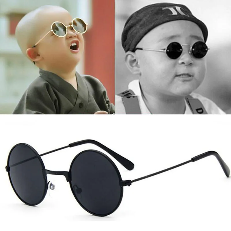 

HOOLDW Vintage Small Round Kids Sunglasses Metal Frame Children Sun Glasses Boys Girls Baby UV400 Goggles Glasses Oculos De Sol