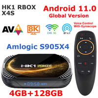 Android 11 TV BOX S905X4 Quad Core 4G 128G HK1 RBOX X4S Smart TV BOX 5G Dual WIFI USB 3.0 8K Video Codec TV Set Top Box