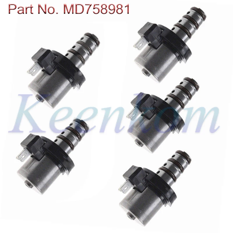 5 Pcs MD758981 Transmission Shift Solenoid Kit Set Fit For Mitsubishi for Hyundai/Kia F4A41 F4A42 F4A51 V4A51 Tested Durable