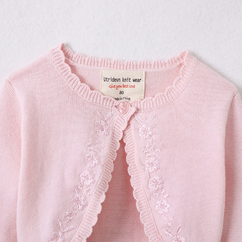 2022 Baby Girl Cadigan Little Girls Long Sleeve 100% Cotton Solid Knit Bolero Cardigan Shrug Sweaters for Birthday Party Sweater