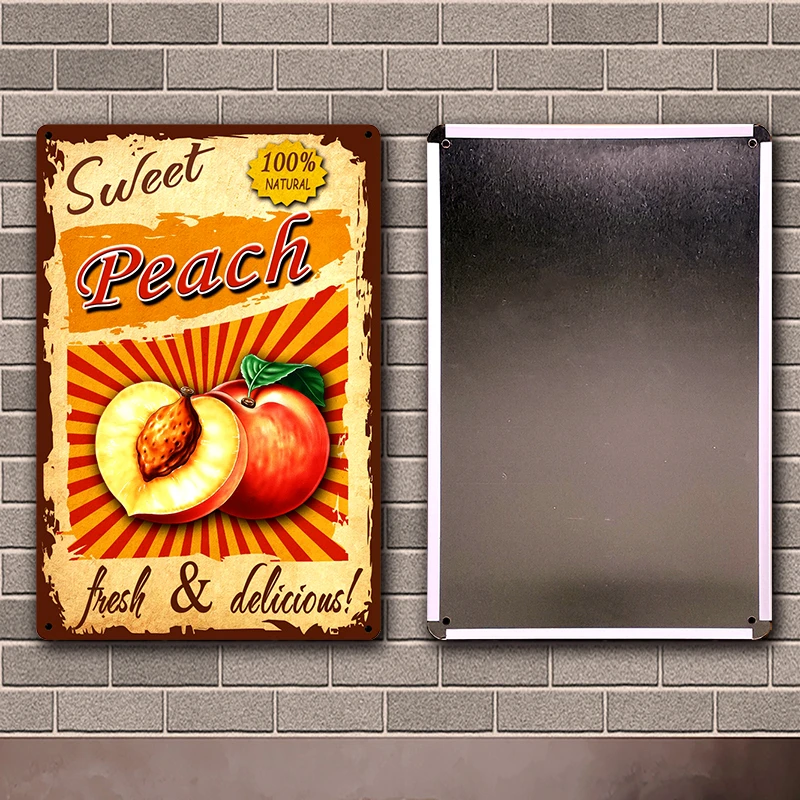 [ Kelly66 ] Fruit Sweet Orange Banana Peach Fresh And Delicious Tin Sign Home Decor Bar Art Painting 20*30 CM Size Dy175