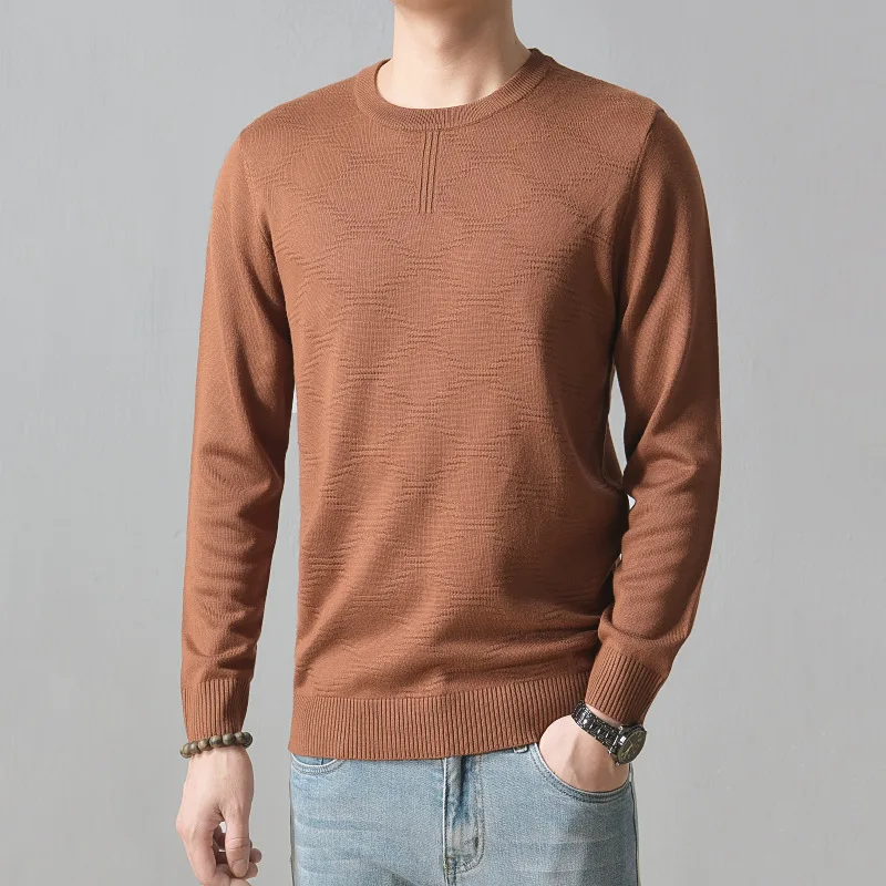 Sweter Klasik Musim Gugur Musim Dingin untuk Pria Gaya Korea Pakaian Jalanan Sederhana Semua Cocok Nyaman Cocok Hangat Atasan Rajut Katun Kualitas Tinggi