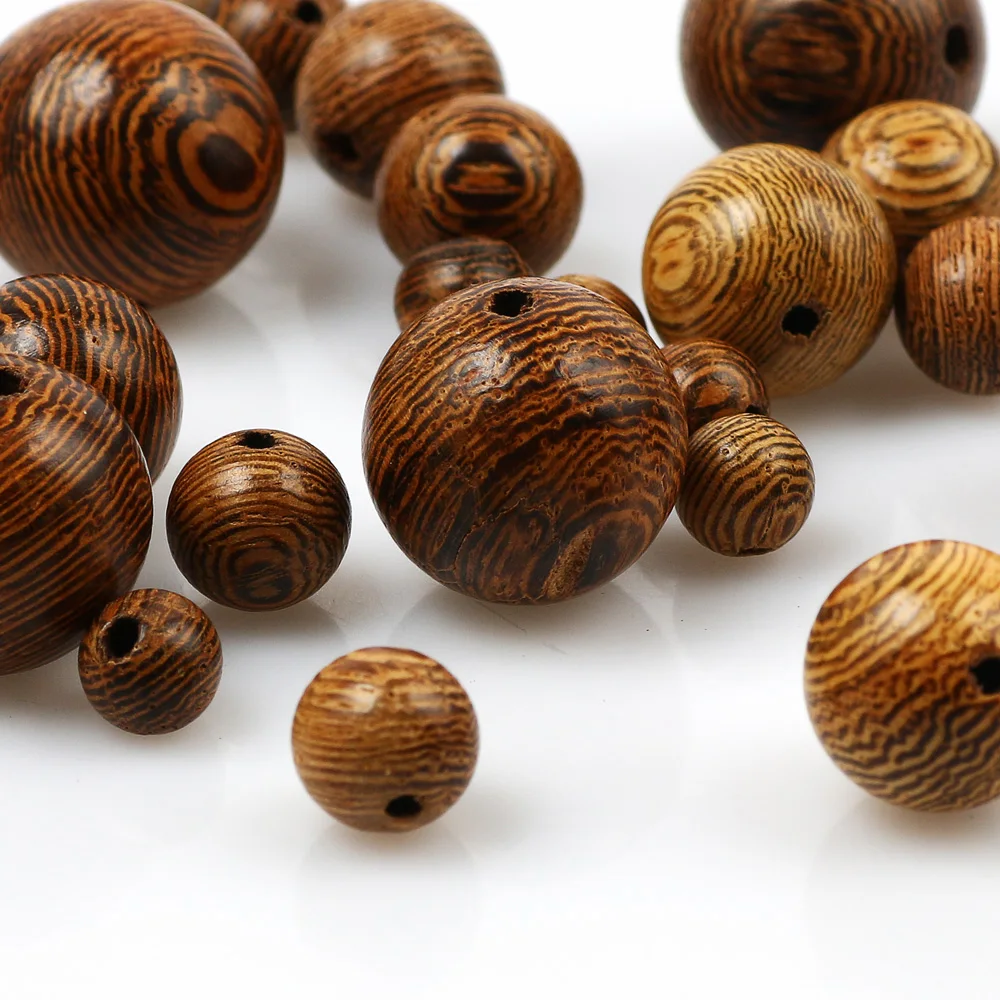 6/8/10/12/15mm Natural Wenge Wooden Beads Round Balls Wood Spacer Beads For Jewelry Making Diy Necklace Bracelet Supplies