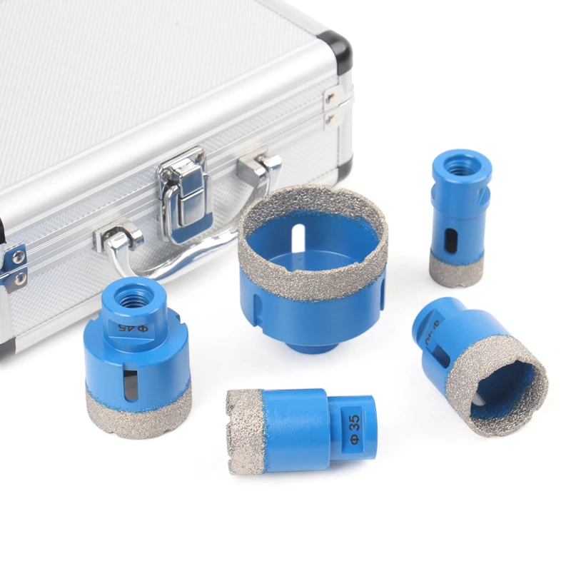 HEDA M14 Chỉ Hút Chân Không Chia Lửa Bằng Đồng Nguyên Kim Cương Lỗ Cưa Bộ 5 Cái/bộ 25/35/40/45/65mm Đá Cẩm Thạch Ngói Đá Hoa Cương Thạch Anh Đá Mũi